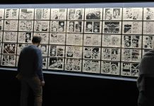 Deb’s Travel Diary Day 1: Manga, BD, & Comics Exhibit at the Pompidou Chapters from page from "Hell Baby" by Hideshi Hino
