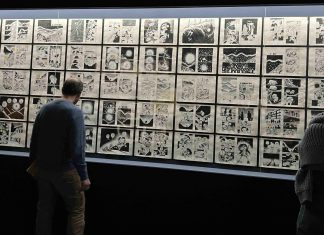 Deb’s Travel Diary Day 1: Manga, BD, & Comics Exhibit at the Pompidou Chapters from page from "Hell Baby" by Hideshi Hino