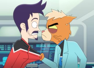 Interview: Gillian Vigman on STAR TREK: LOWER DECKS’ Doctor ****ing T’Ana T'Ana (Gillian Vigman) grabs Boimler in Sick Bay on Star Trek: Lower Decks.