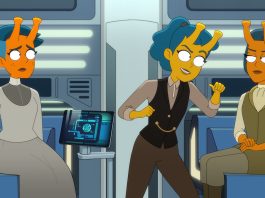Mariner, Tendi and T'Lyn disguised as aliens on Star Trek: Lower Decks.