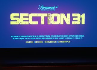 Interview: Comics Beat gathers declassified STAR TREK: SECTION 31 intel A movie screen that displays the logo for Section 31 with a row of theater seats in the foreground.