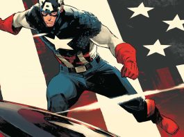 Captain America throws his shield at us