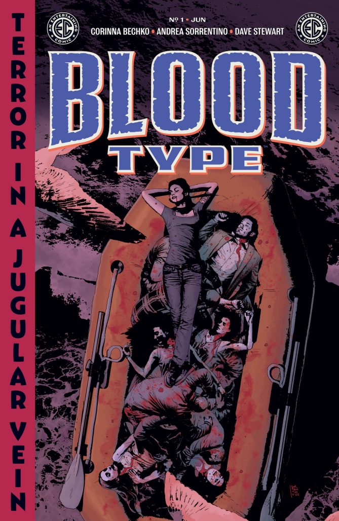 Comic art of a vampire laying back and sleeping atop a pile of corpses
