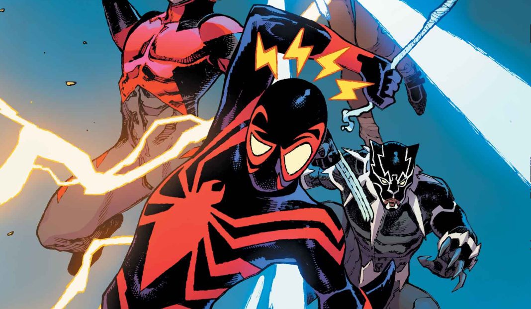 comic art of the Ultimate Incursion crossover cover featuring