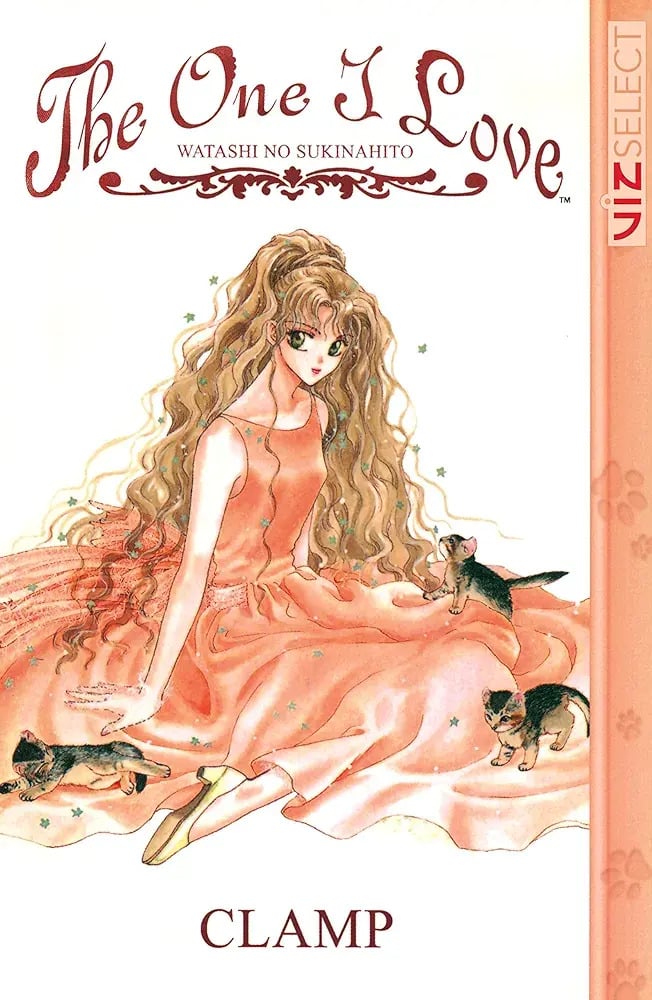 the one i love cover. woman with long hair wearing pink dress sits surrounded by three tiny kittens.
