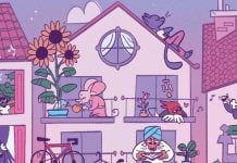 A QUICK & EASY GUIDE tackles relationships next animal people living their everyday lives in town as showcased in a three story house exterior shot in this comic book