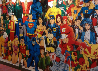 DC COMICS: THE STORY OF A UNIVERSE history coming from Howe and Thielman 1700 broadway DC Comics mural