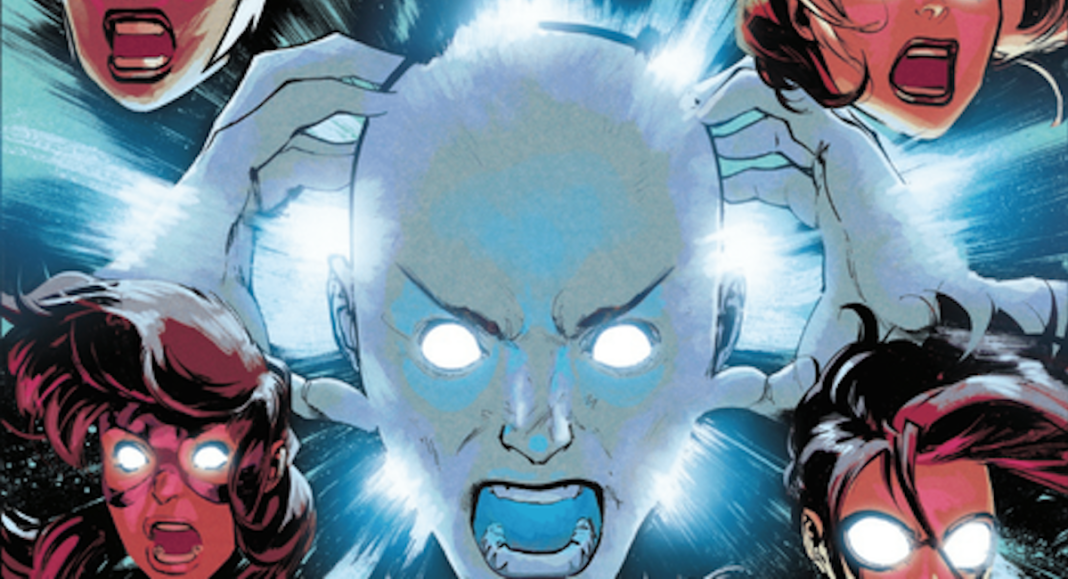 Professor X screaming into the minds of various mutants.