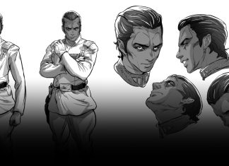 STAR WARS CELEBRATION JAPAN announces Thrawn, Fallen Order Manga, and more! banner comprised of a snipper from the Star Wars Thrawn manga adaptation featuring Grand Admiral Thrawn from his character sheet.