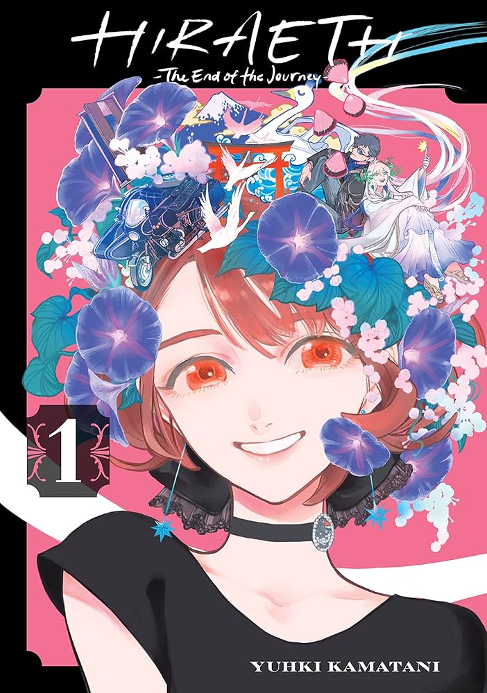 Gaysgay. A teenage girl with flowers on her head. The man hiding among the flowers is an older man, an androgynous god wearing a white robe, a swan boat and a motorcycle. Strawberry snacks can also be seen.