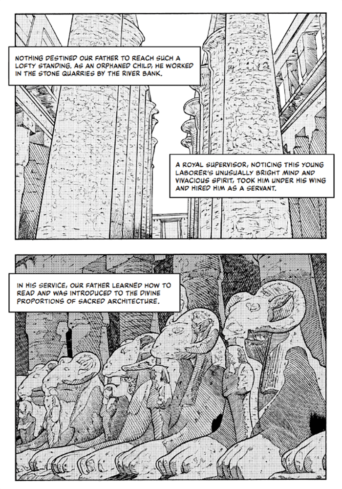 The Harrowing Game page 90. Ancient Egyptian sacred architecture.