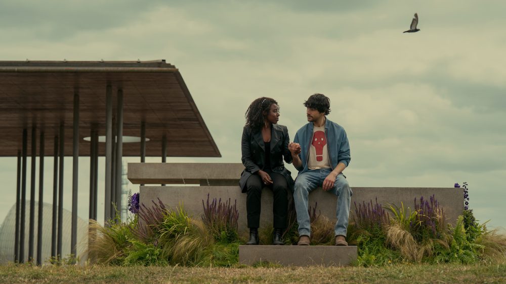 Kirby Howell-Baptiste and Colin Morgan in Netflix's version of "Death: The High Cost of Living"