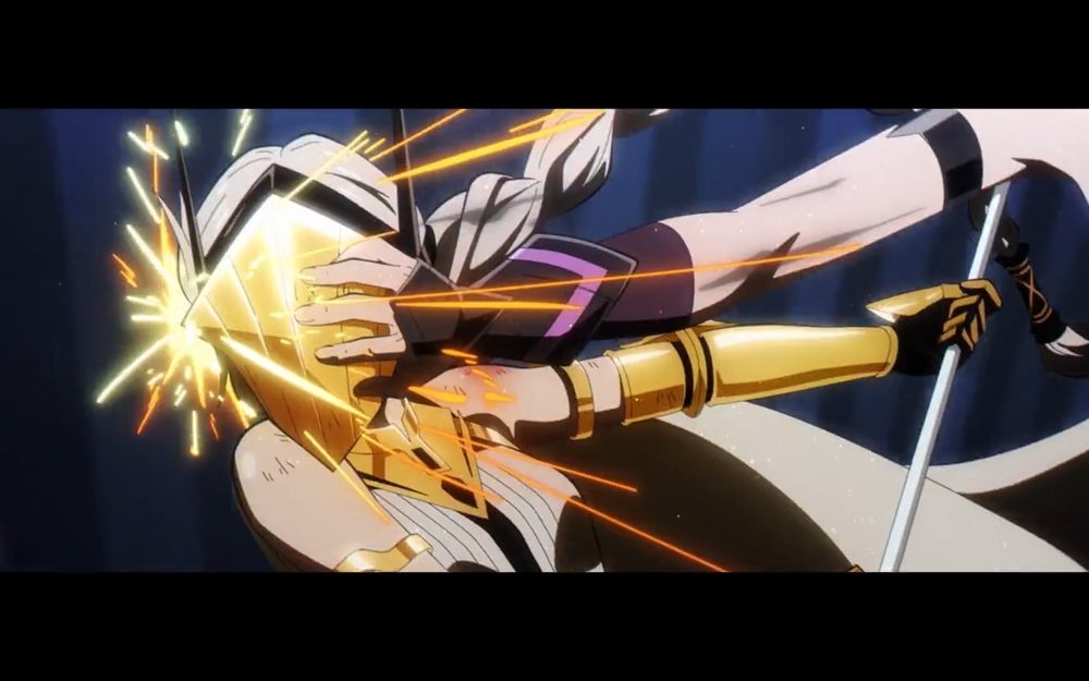 a masked queen's head is dragged along a hard surface at top speed. sparks fly out.