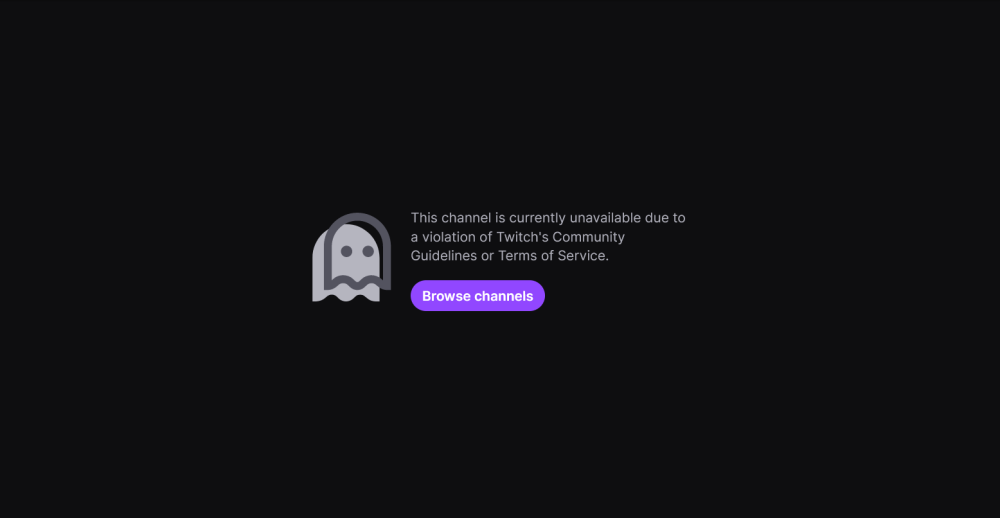 the official twitch page for AnimeExpo showing that it's unavailable due to violations and copyright infringement.