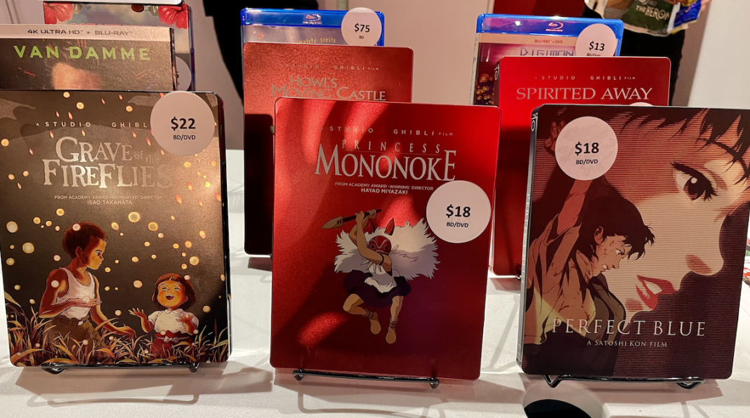 Home video releases at the Shout! Studios booth including Grave of the Fireflies.