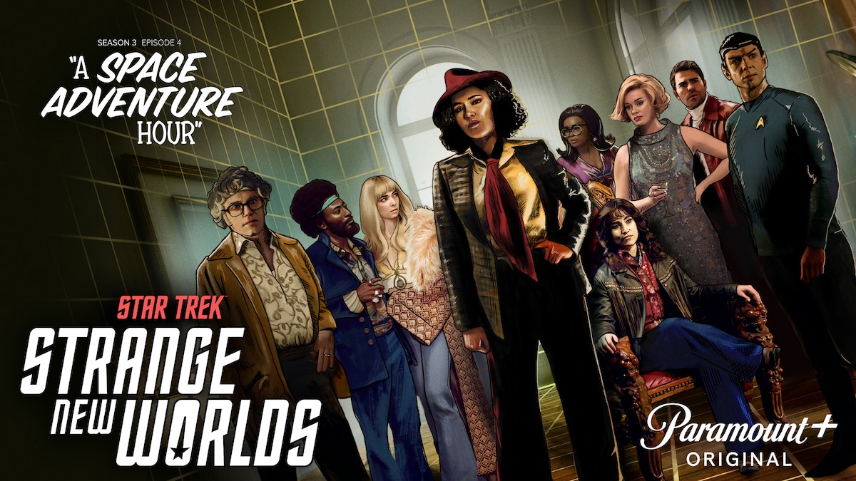 Key art for "A Space Adventure Hour," season 3, Episode 4 of Strange New Worlds streaming on Paramount+.
