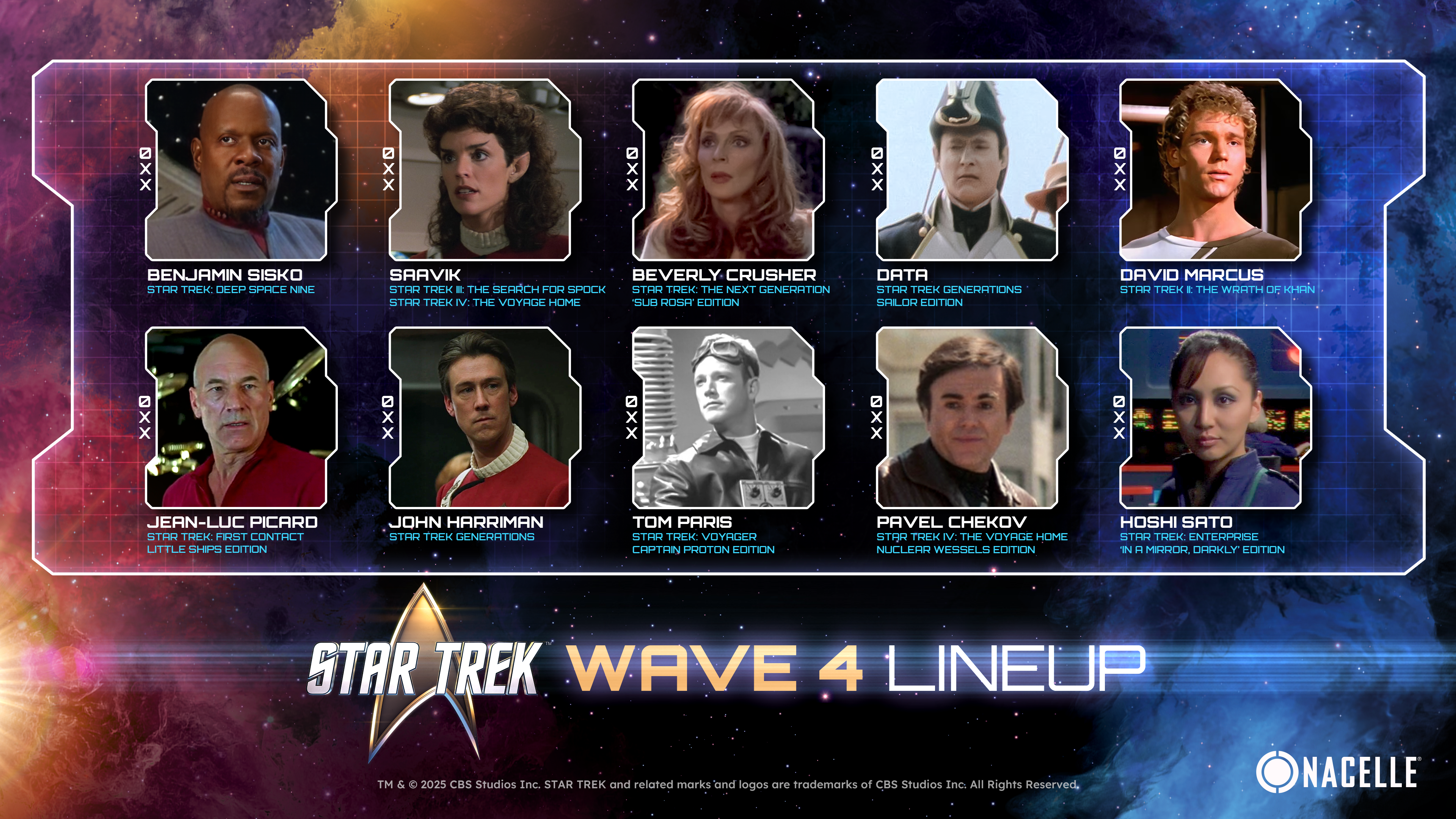 The characters that will be featured in Nacelle's fourth wave of Star Trek characters.