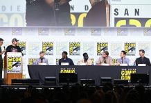 SDCC ’25: THE LONG WALK Hall H panel reveals new trailer for the Stephen King adaptation SAN DIEGO, CALIFORNIA - JULY 25: Anthony Breznican, Eric Vespe, Mark Hamill, David Jonsson, Tut Nyuot, Garrett Wareing, Roy Lee and J.T. Mollner speak during “The Long Walk” panel at San Diego Comic-Con International 2025 at San Diego Convention Center on July 25, 2025 in San Diego, California.