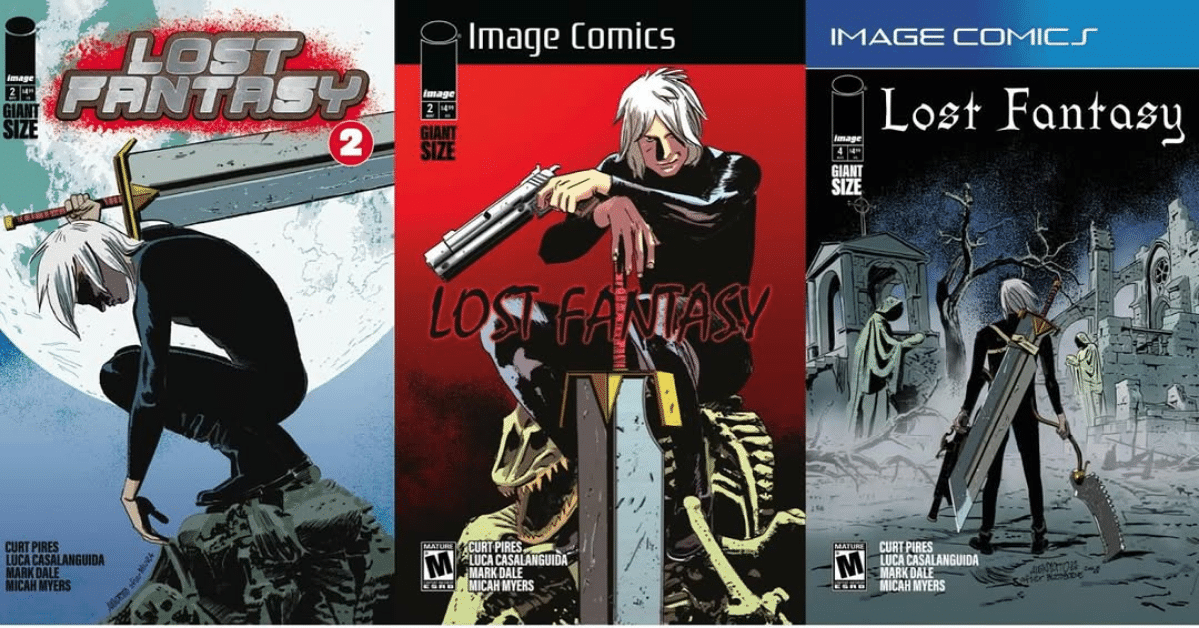 Left to right: -Lost Fantasy #2 Cover B Alex Diotto Variant -Lost Fantasy #3 Cover B Alex Diotto Variant -Lost Fantasy #4 Cover B Alex Diotto Variant