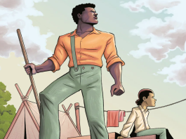 SDCC ’25: David F. Walker on translating an American literary classic in BIG JIM AND THE WHITE BOY Cover of Big Jim and the White Boy featuring the titular characters on a raft.