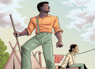SDCC ’25: David F. Walker on translating an American literary classic in BIG JIM AND THE WHITE BOY Cover of Big Jim and the White Boy featuring the titular characters on a raft.