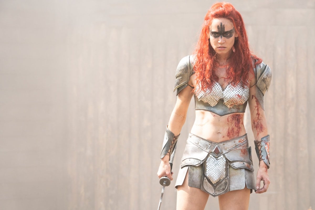 Matilda Lutz as Red Sonja in the 2025 film Red Sonja.
