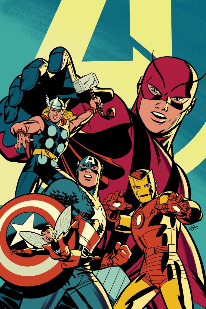 Michael Cho cover of the Silver Age Avengers for Marvel Masterworks
