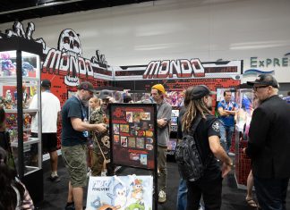 SDCC ’25: Mondo talks stunning Mumm-Ra figure and upcoming Ninja Turtles figures The Mondo booth on the SDCC convention floor full of convention goers.