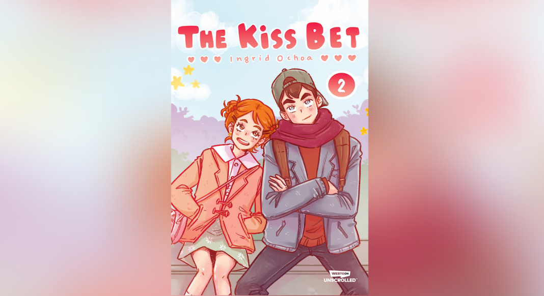 Cover for The Kiss Bet, Vol.2 featuring Sara and Patrick sitting together.