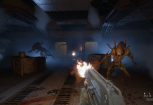 SDCC ’25: Talking with Survios about the new ALIEN: ROGUE INCURSION EVOLVED EDITION Screenshot from Alien: Rogue Incursion Evolved Edition - Zula Hendricks faces off against xenomorphs on the planet Purdan.