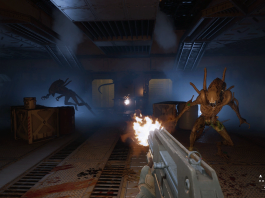 Screenshot from Alien: Rogue Incursion Evolved Edition - Zula Hendricks faces off against xenomorphs on the planet Purdan.