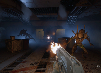 SDCC ’25: Talking with Survios about the new ALIEN: ROGUE INCURSION EVOLVED EDITION Screenshot from Alien: Rogue Incursion Evolved Edition - Zula Hendricks faces off against xenomorphs on the planet Purdan.