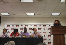 AnimeNYC 2025: Year two of the ‘Creating Your Lane in Comics and Manga’ panel panelists and moderator of creating your lane in comics and manga. left to right: wendy xu, gigi murakami, tony weaver jr., lucy camacho, bria strothers