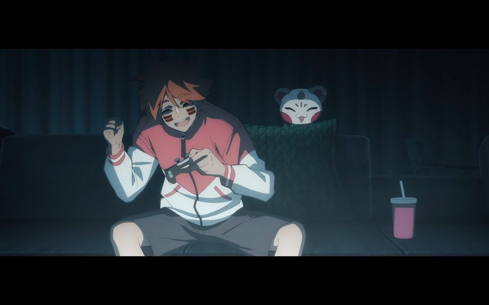 little johnny plays a video game while big johnny watches