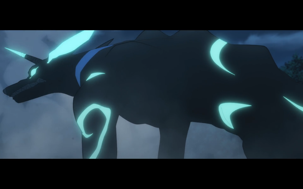 big johnny scowls in his giant kaiju form.