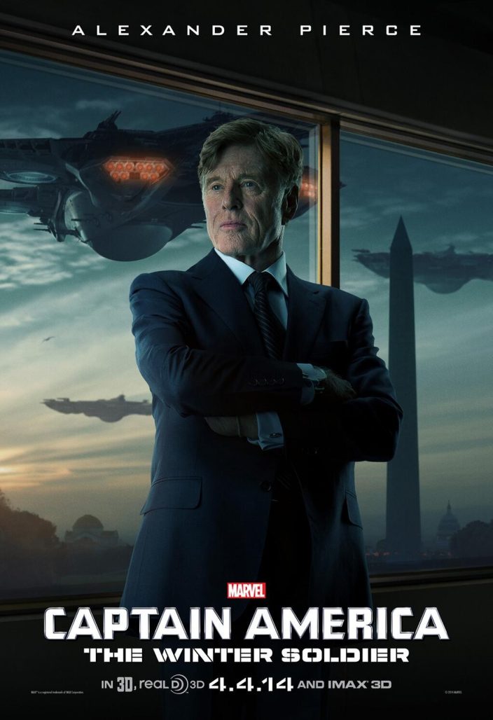 A Captain America: The Winter Soldier character poster, featuring Robert Redford as Alexander Pierce