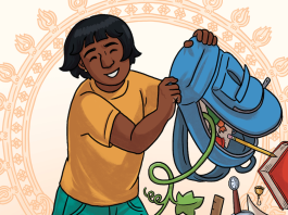 Cover Reveal: OPTING OUT by Maia Kobabe and Lucky Srikumar Cover of Opting Out, featuring Saachi dumping out a backpack.