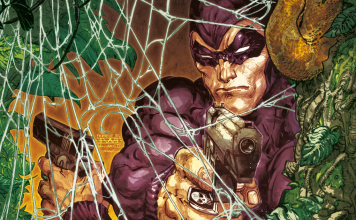 Interview: Editor Sarah Brunstad, writer Ray Fawkes and Berit Ginsberg from King Features on THE PHANTOM The Phantom holding a gun.