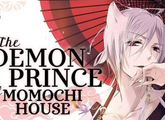 Beat’s Bizarre Adventure: DEMON PRINCE and DEATH GOD the demon prince of momochi house cover. a man with cat ears and white hair holds a red umbrella.