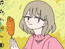 Beat’s Bizarre Adventure: FLASH POINT shocks and awes high school girl wearing a black top with pink sleeves holds a corn dog.