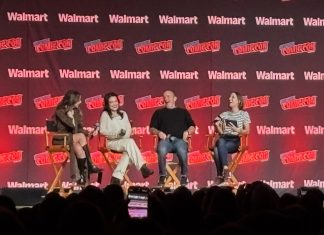 NYCC `25: A fun reunion shows the passion for Agents of S.H.I.E.L.D. still lives Agents of S.H.I.E.L.D. reunion panel at NYCC 2025 featuring Chloe Bennet, Ming-Na Wen, Clark Gregg, and moderator Ashley V. Robinson onstage at the Javits Center.
