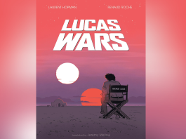 Cover of Lucas Wars depicting George sitting in a directors chair and contemplating Tatooine.