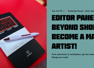 KODANSHA teases new international manga award in 2026 promotional image from kodansha website showing a notebook and pen on the left and text describing the editor panel on the right