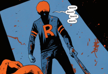 AFTERLIFE WITH ARCHIE coming to Disney+ from RIVERDALE team Archie stands over a zombie corpse, blood spattered on his hands, shirt, and baseball bat, breathing heavily.
