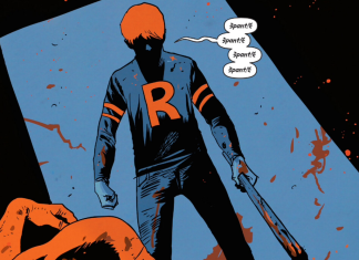 AFTERLIFE WITH ARCHIE coming to Disney+ from RIVERDALE team Archie stands over a zombie corpse, blood spattered on his hands, shirt, and baseball bat, breathing heavily.