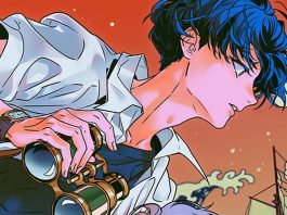 Beat’s Bizarre Halloventure: COUNT on TACHIBANA count tachibana featured image. a boy with blue hair holds a pair of binoculars. waves can be seen behind him.