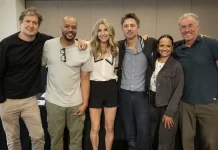 SCRUBS revival premiere date announced The cast of Scrubs stand together outside of the first 2025 table read.