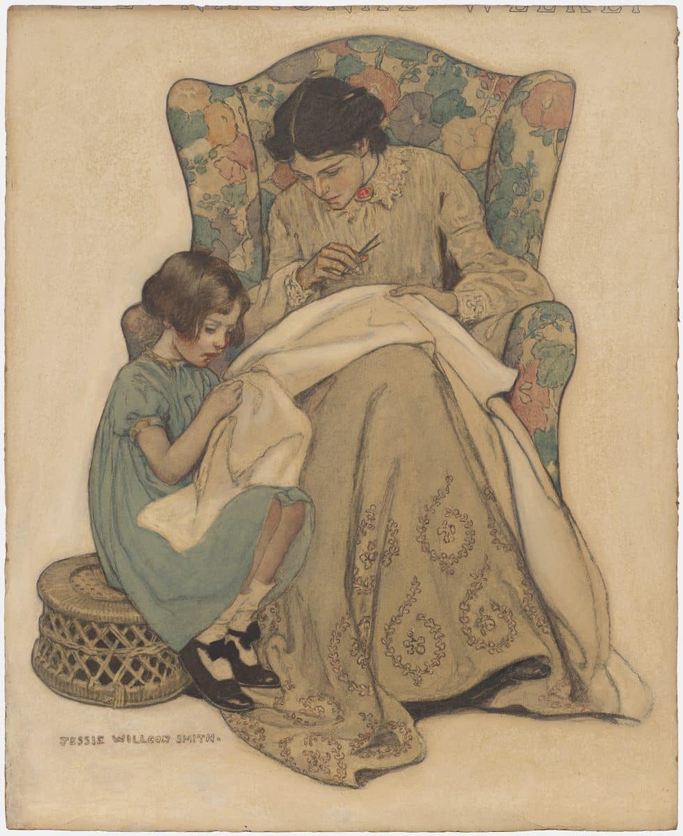 Jessie Willcox Smith, “The Sewing Lesson,” cover for Collier's, 1907