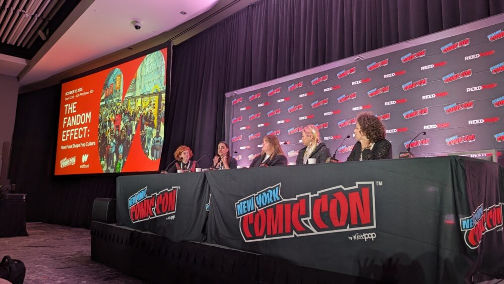 Alessandra among other Wattpad members during a panel at NYCC '25.