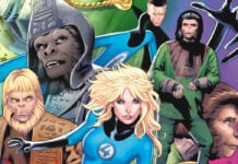 Marvel sending the FANTASTIC FOUR crashing onto the PLANET OF THE APES Planet of the Apes vs Fantastic Four #1 featured